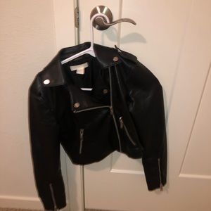 Black biker zip up jacket